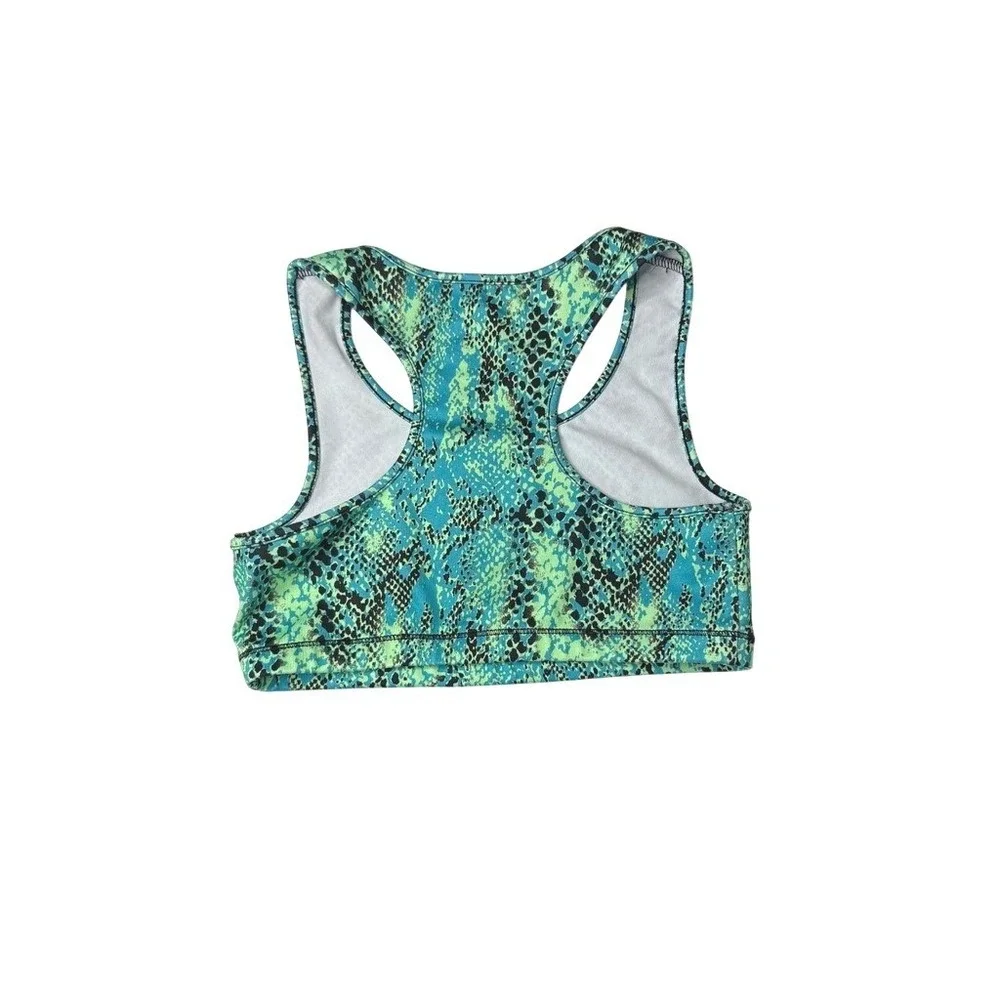 Justice Girls Sports Bra Green Snake Print 12 Animal Print‎